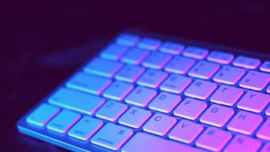 Blog header banner with gradient background
